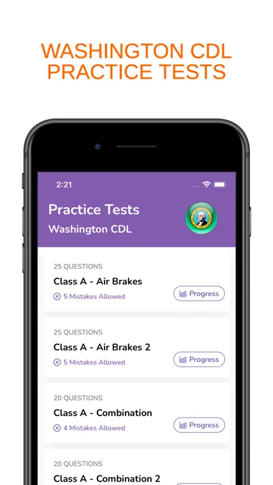 Washington WA CDL Permit Prep स्क्रीनशॉट
