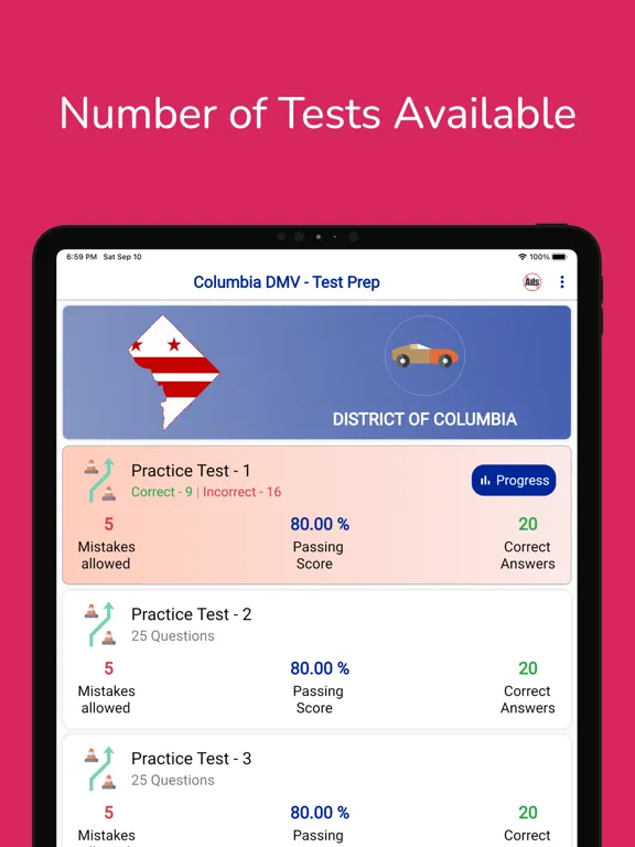 Capturas de pantalla de Columbia DMV Permit Practice iPad 