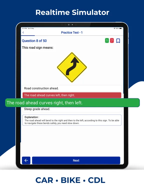 Indiana BMV Permit Practice iPad  Screenshots