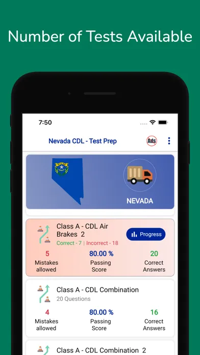 Nevada CDL Permit Practice Screenshots
