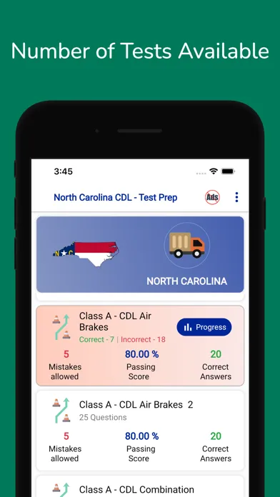 North Carolina CDL Permit Test Screenshots