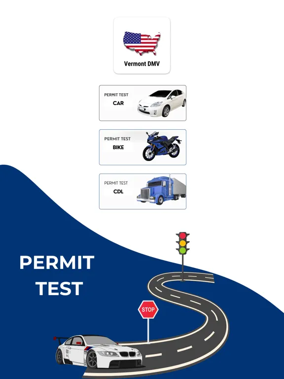 Capturas de tela do Vermont DMV Permit Practice iPad 