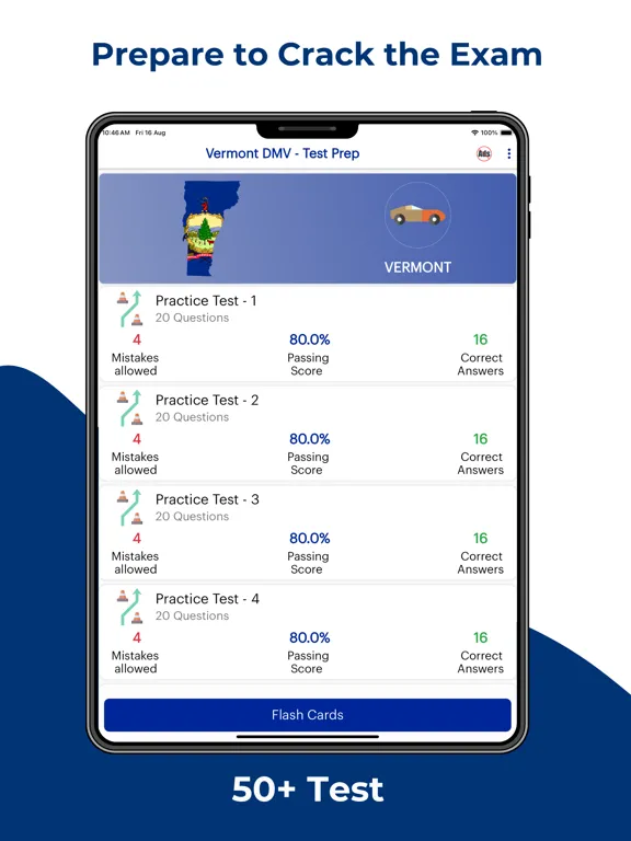 Capturas de tela do Vermont DMV Permit Practice iPad 