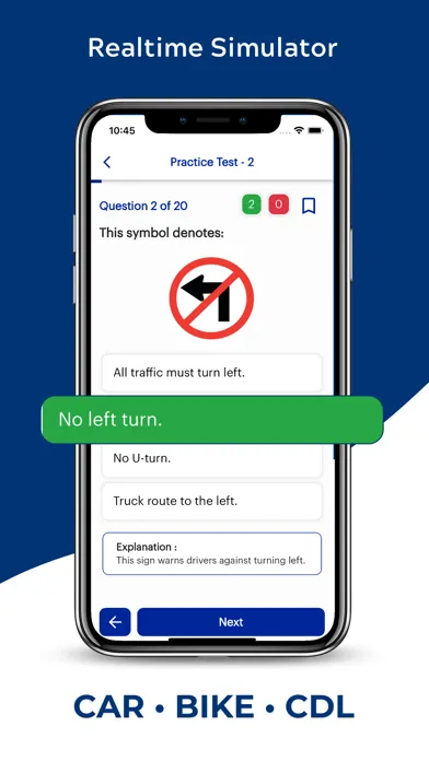 Capturas de tela do Vermont DMV Permit Practice