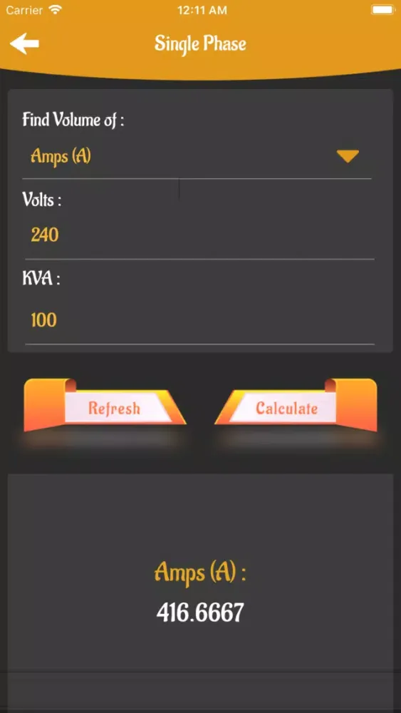 Captures d'écran de Kilo volt Amperes calc