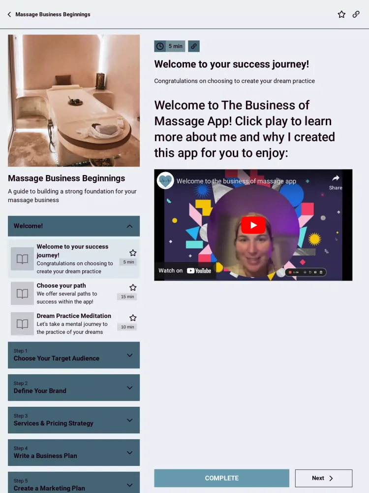 Captures d'écran de The Business of Massage