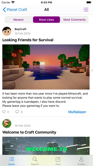 ภาพหน้าจอของ Addons for Minecraft Community