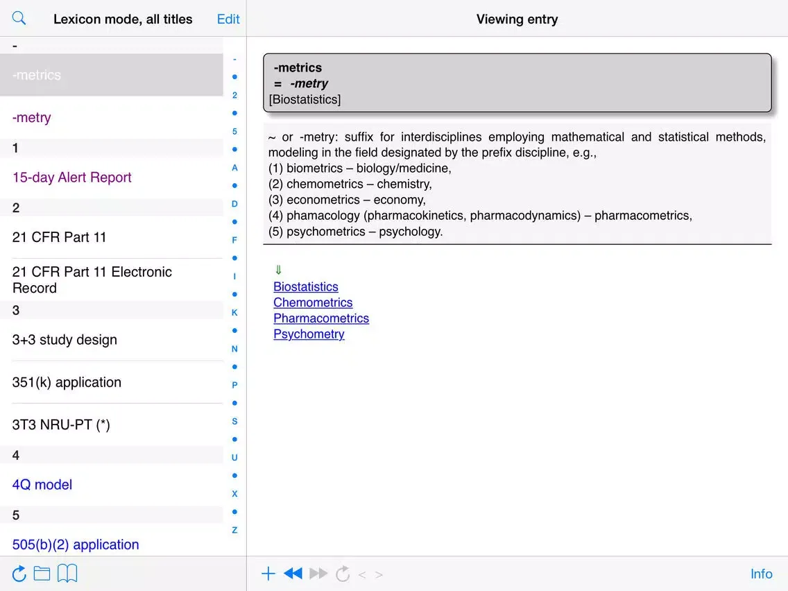 Ảnh chụp màn hình của Pocketable Clinical Pharmacology iPad 