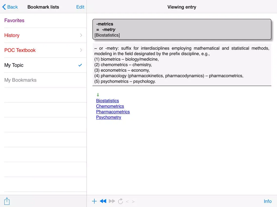 Ảnh chụp màn hình của Pocketable Clinical Pharmacology iPad 