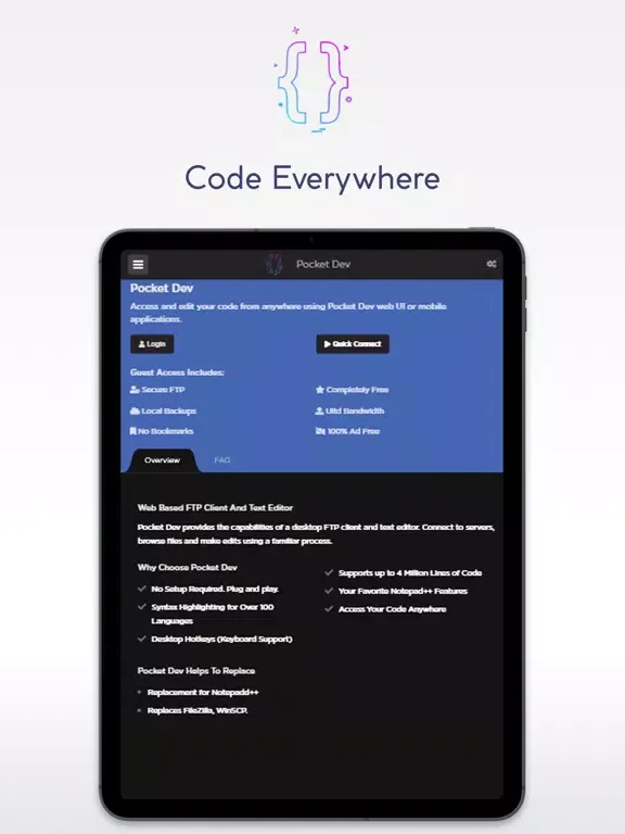 Pocket Dev iPad  Screenshots