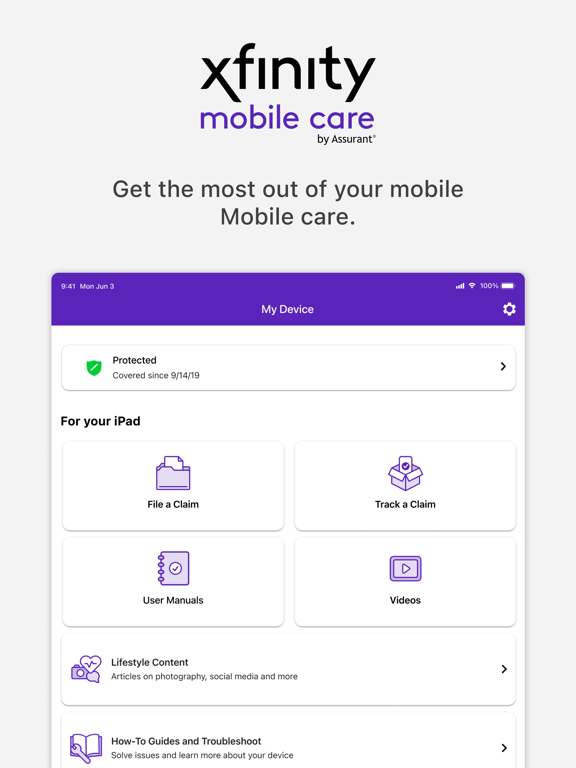 Xfinity Mobile Care iPad  Screenshots
