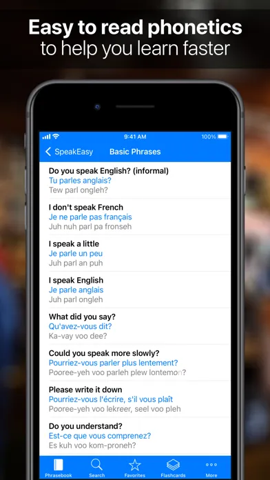 Tangkapan skrin SpeakEasy French Phrasebook