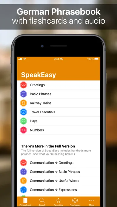 SpeakEasy German Phrasebook Screenshots