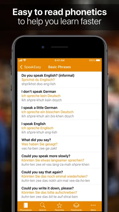 SpeakEasy German Phrasebook Screenshots