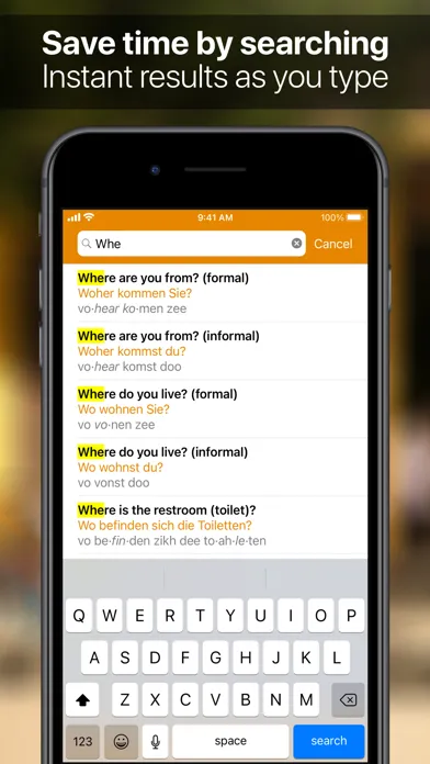 SpeakEasy German Phrasebook Screenshots