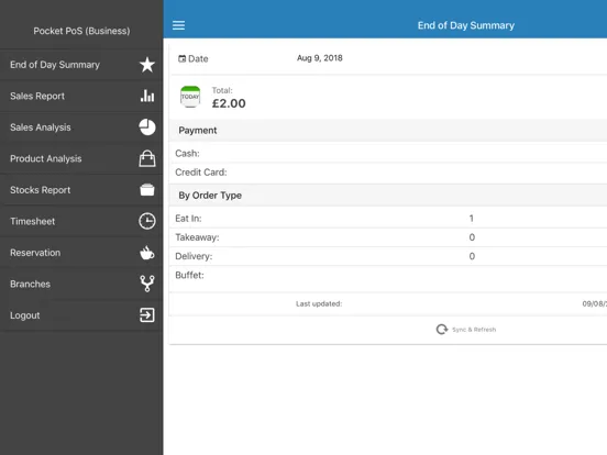 Tangkapan layar Pocket PoS (Business) iPad 
