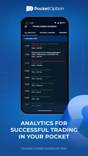 Tangkapan skrin Pocket Option Analytics