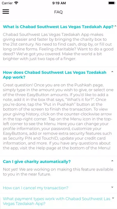 Chabad Southwest LV Tzedakah 스크린샷