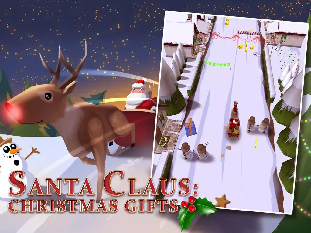 A Santa Claus: Christmas Gifts Free - 3D Sleigh Driving Game with Cartoon Graphics for Everyone iPad  Screenshots