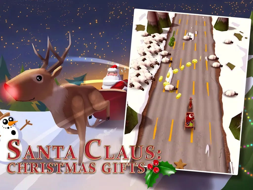 A Santa Claus: Christmas Gifts Free - 3D Sleigh Driving Game with Cartoon Graphics for Everyone iPad  Screenshots