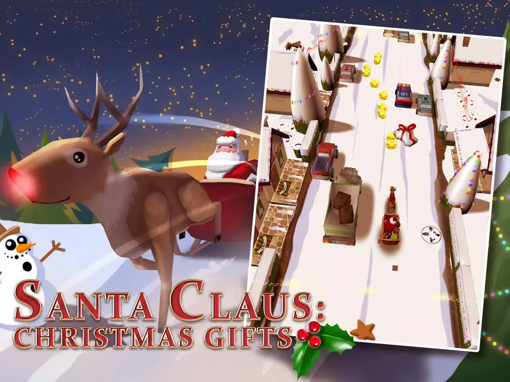 A Santa Claus: Christmas Gifts Free - 3D Sleigh Driving Game with Cartoon Graphics for Everyone iPad  Screenshots