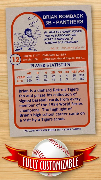 Capturas de pantalla de Baseball Card Maker (Ad Free) — Make Your Own Custom Baseball Cards with Starr Cards