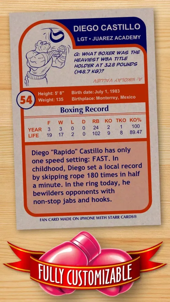 Boxing Card Maker - Make Your Own Custom Boxing Cards with Starr Cards应用截图