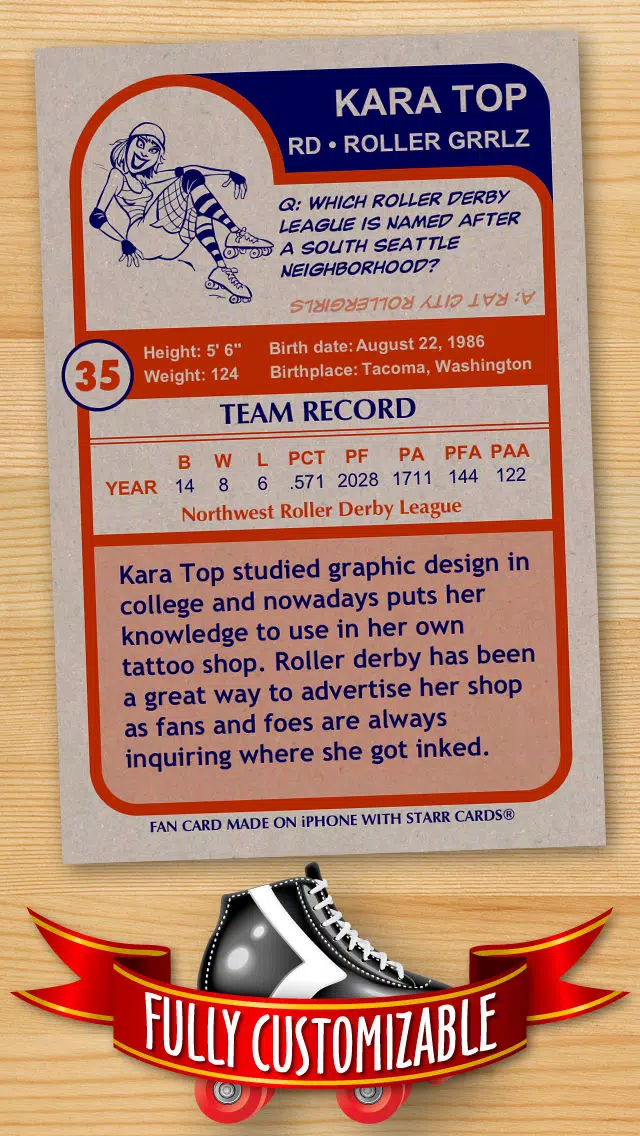 Roller Derby Card Maker - Make Your Own Custom Roller Derby Cards with Starr Cards سکرین شاٹس