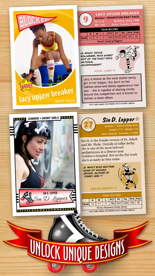 Roller Derby Card Maker - Make Your Own Custom Roller Derby Cards with Starr Cards سکرین شاٹس