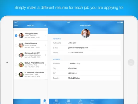 Resume Builder - CV Maker゜ iPad  سکرین شاٹس