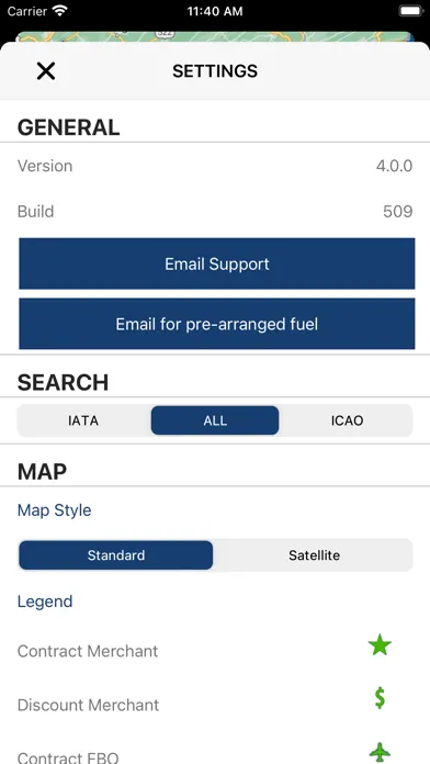 Capturas de tela do AIR Card® FBO Locator
