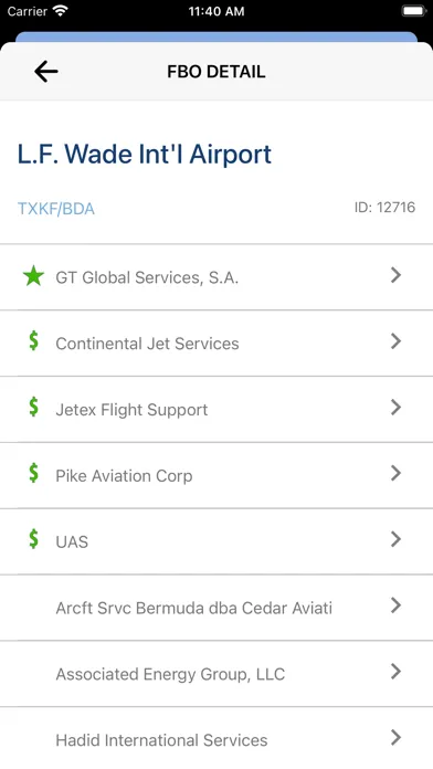 Capturas de tela do AIR Card® FBO Locator