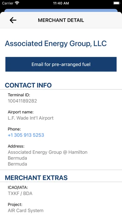 Capturas de tela do AIR Card® FBO Locator