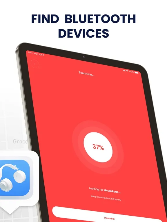 Ảnh chụp màn hình của Find My Pods, Lost Device iPad 
