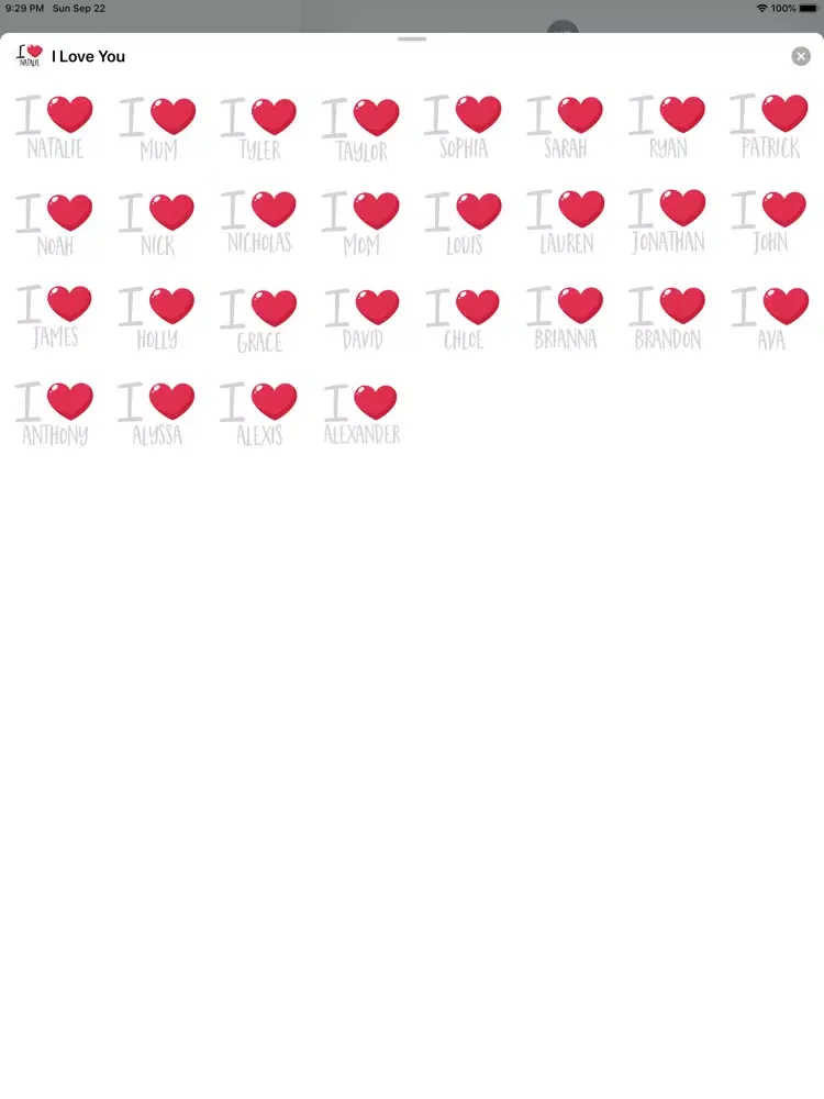 Zrzuty ekranu I Love You Stickers iPad 