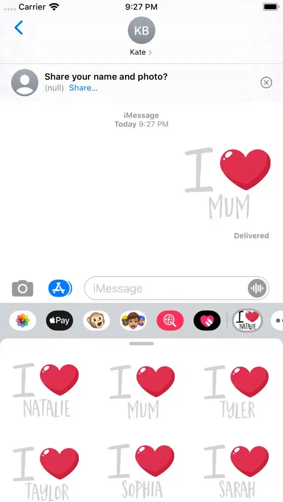 Zrzuty ekranu I Love You Stickers