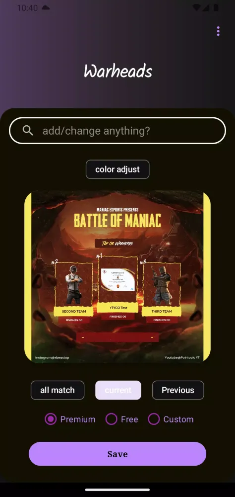 Zrzuty ekranu Pointcalc | Point table maker