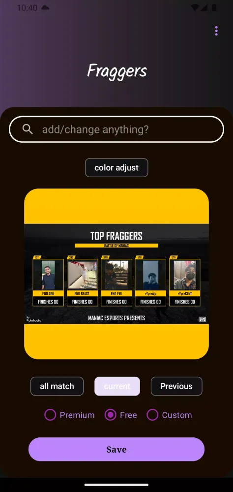 Zrzuty ekranu Pointcalc | Point table maker