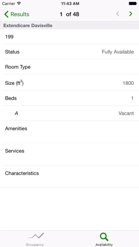 PointClickCare Availability & Occupancy Screenshots
