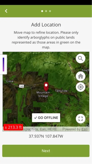 Tangkapan layar Telluride Arborglyph Collector