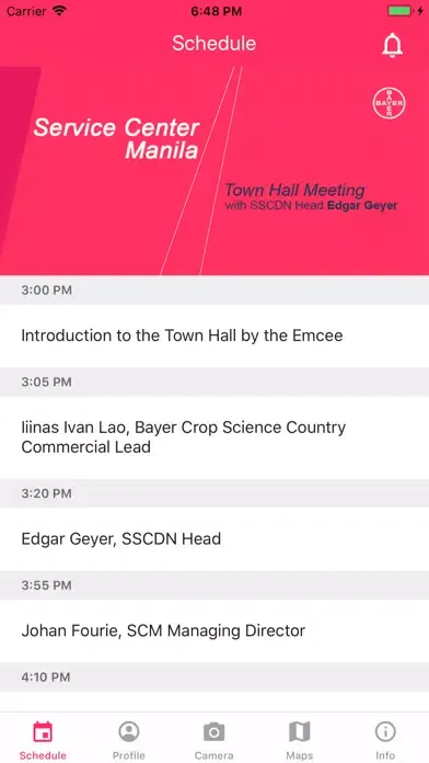 Screenshot di Bayer SCM Events