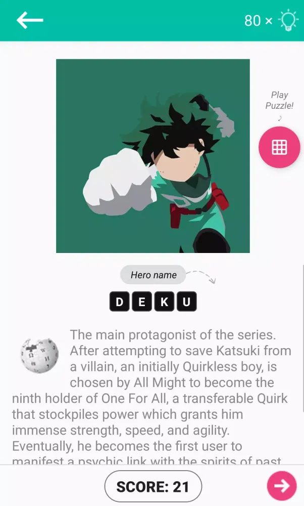 Hero Academia Anime Quiz Game Screenshots