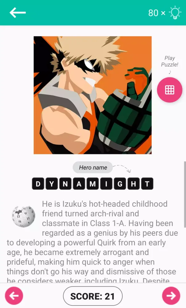 Hero Academia Anime Quiz Game Screenshots
