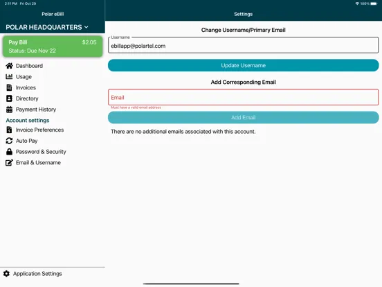 ภาพหน้าจอของ Polar eBill iPad 
