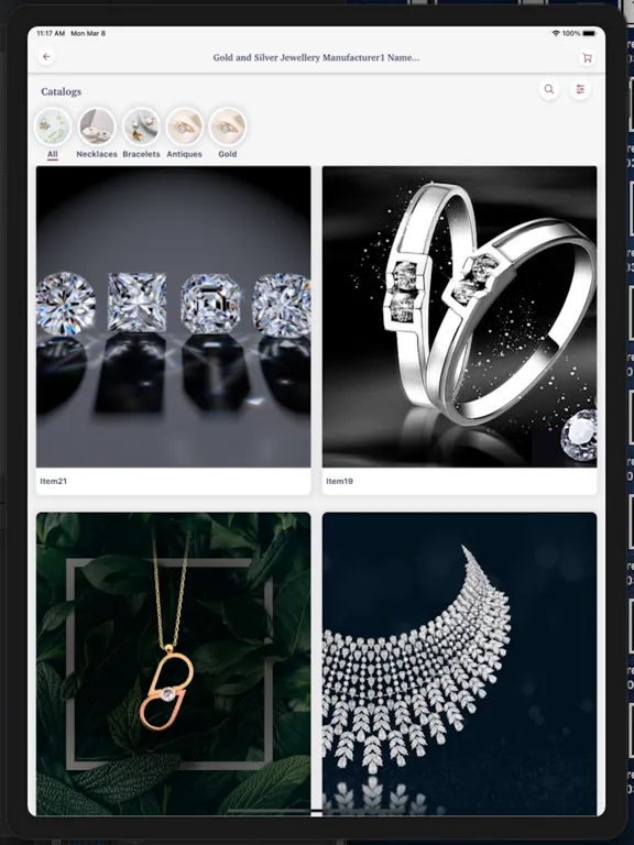 Capturas de tela do B2BJewellery iPad 
