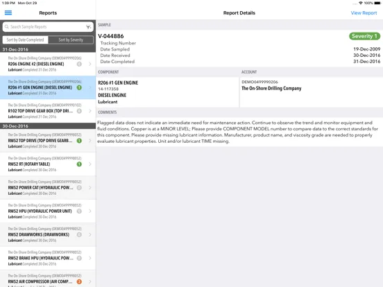 Texaco LubeWatch iPad  Ekran Görüntüleri