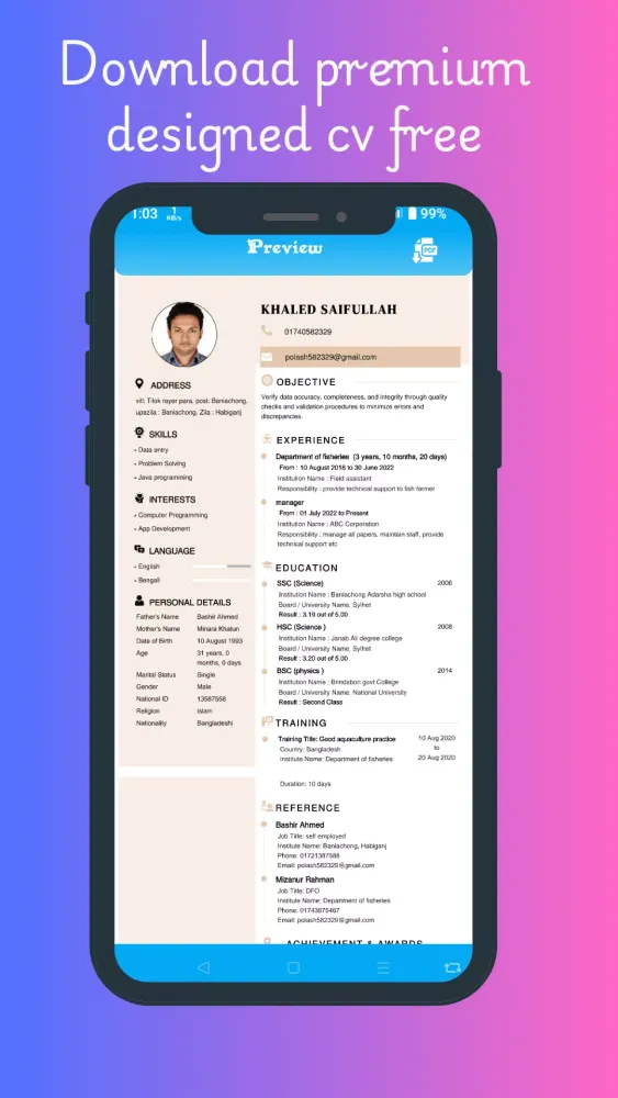 Resume Builder Job or Marriage Screenshots