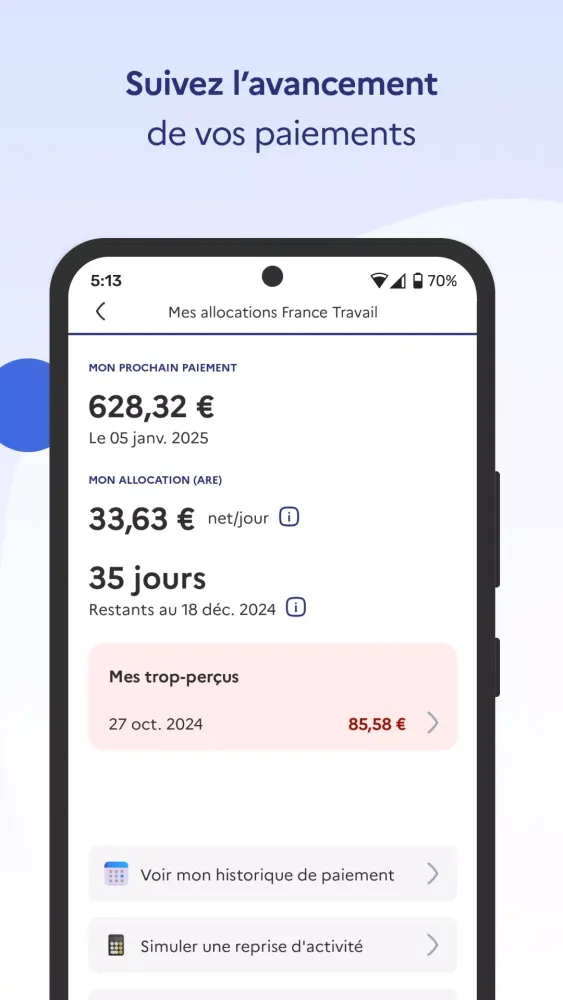 Capturas de pantalla de Mon Espace - France Travail