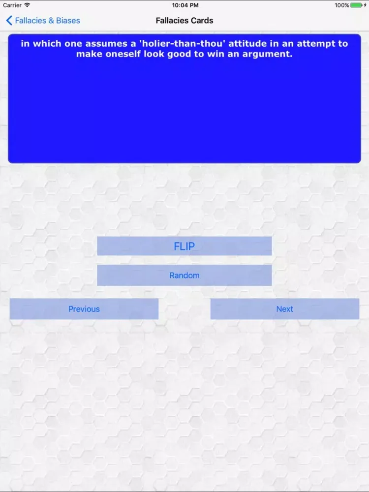 Capturas de tela do Fallacies and Biases iPad 