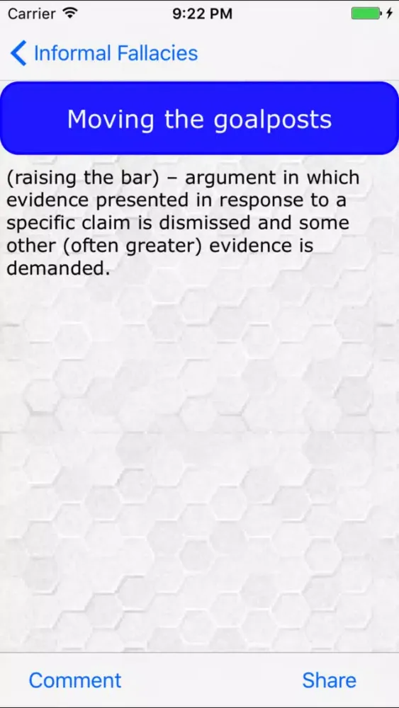 Capturas de tela do Fallacies and Biases